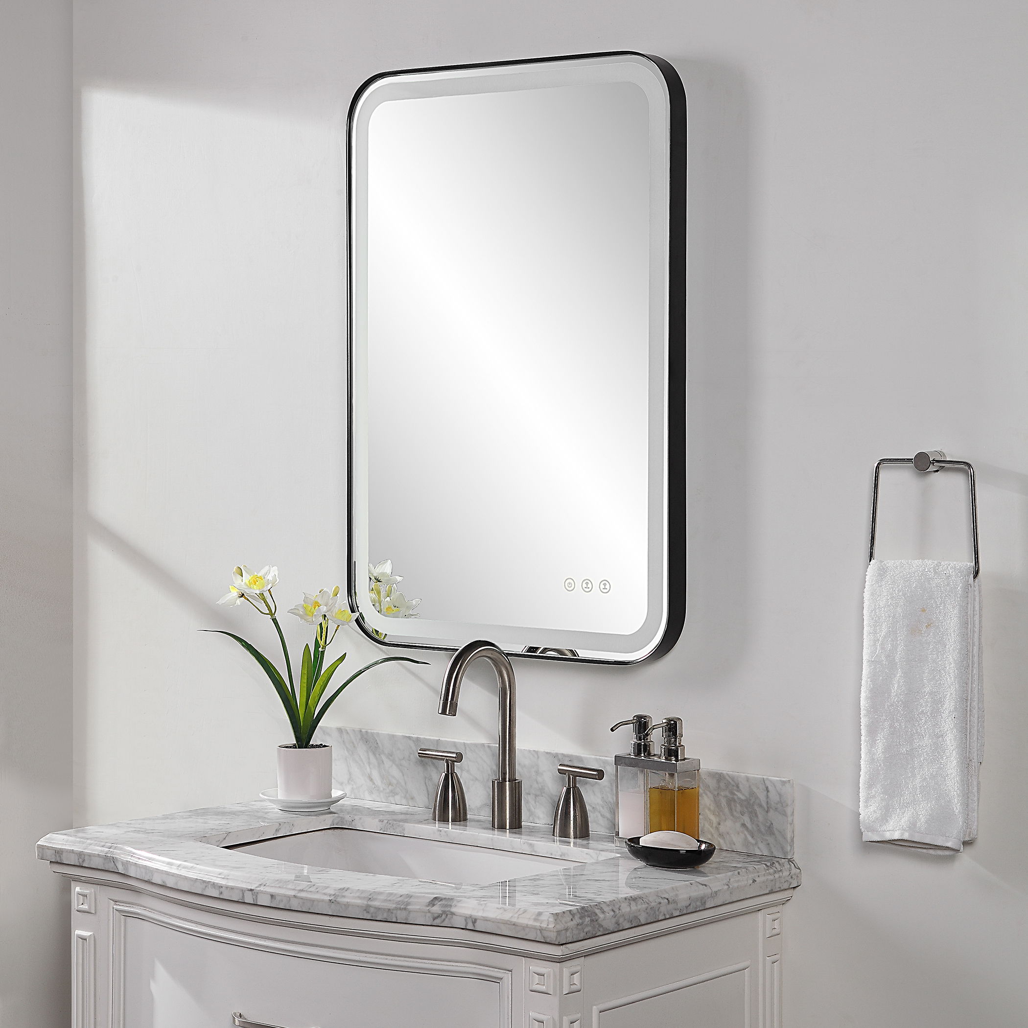Crofton Lighted Black Vanity Mirror large image 