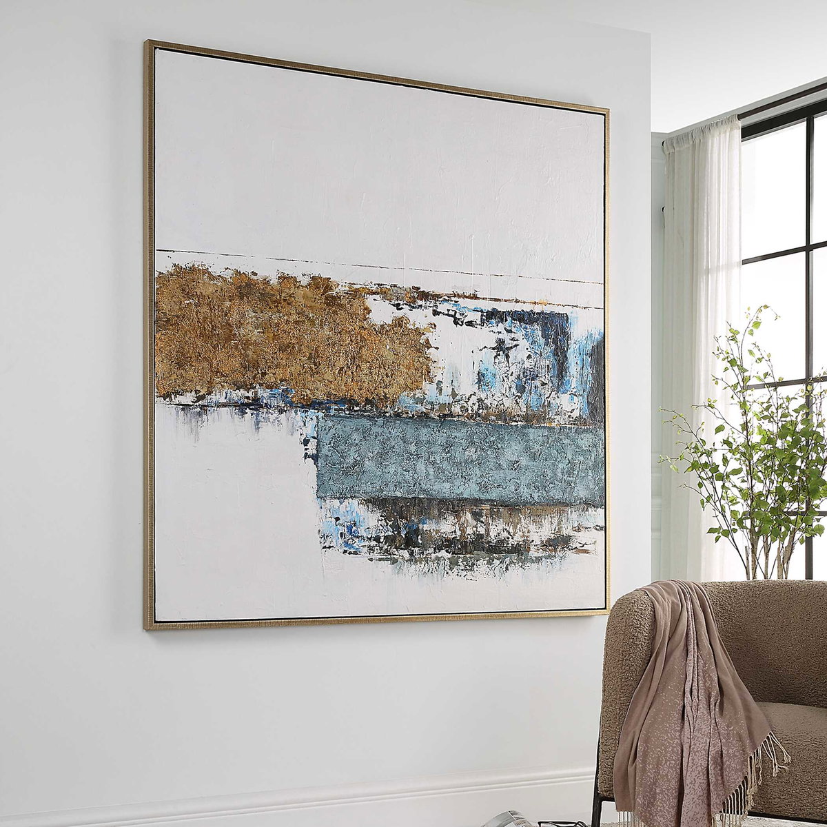 Stacked Against Hand Painted Canvas, Art by Uttermost, 61.75" width x 61.75" height x 1.75" depth View 4