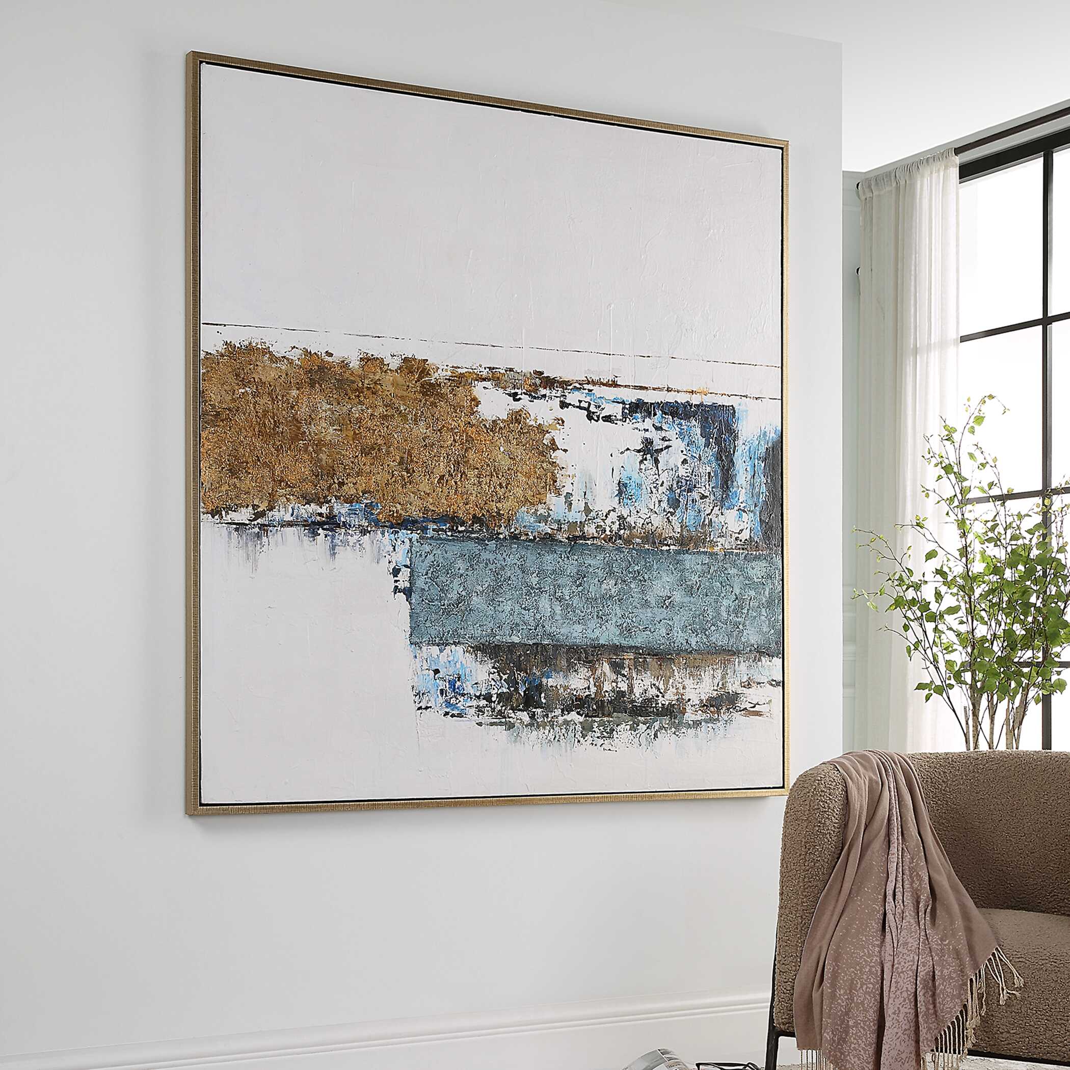 Stacked Against Hand Painted Canvas, Painting by Uttermost, 61.75" width x 61.75" height x 1.75" depth View 4