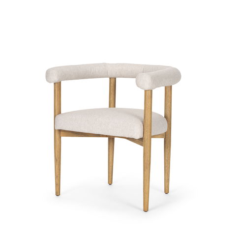 Arden Dining Chair with Medium Brown Wood and Cream Twill Fabric