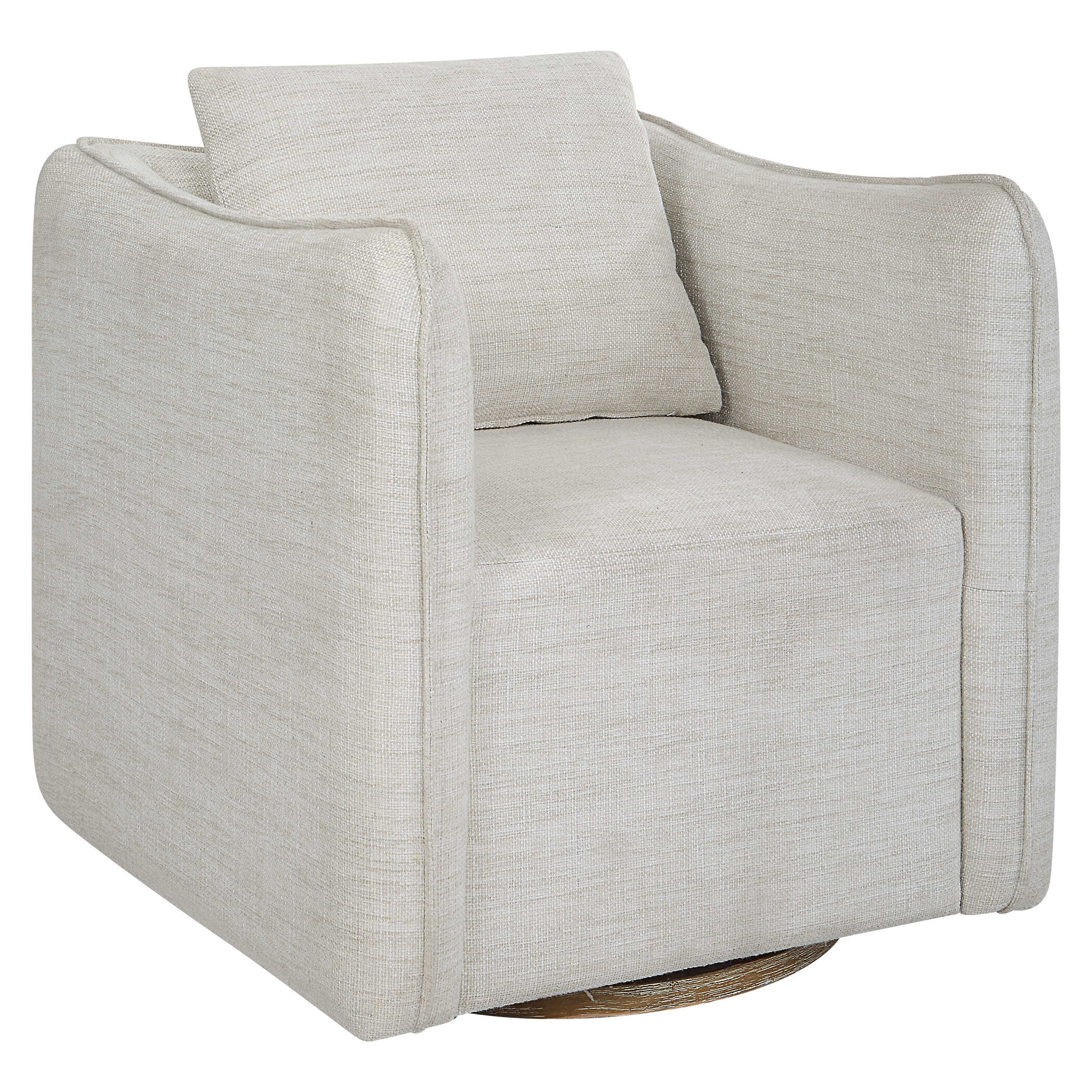 Corben White Swivel Armchair, Furniture by Uttermost, 30" width x 30" height x 30" depth View 5