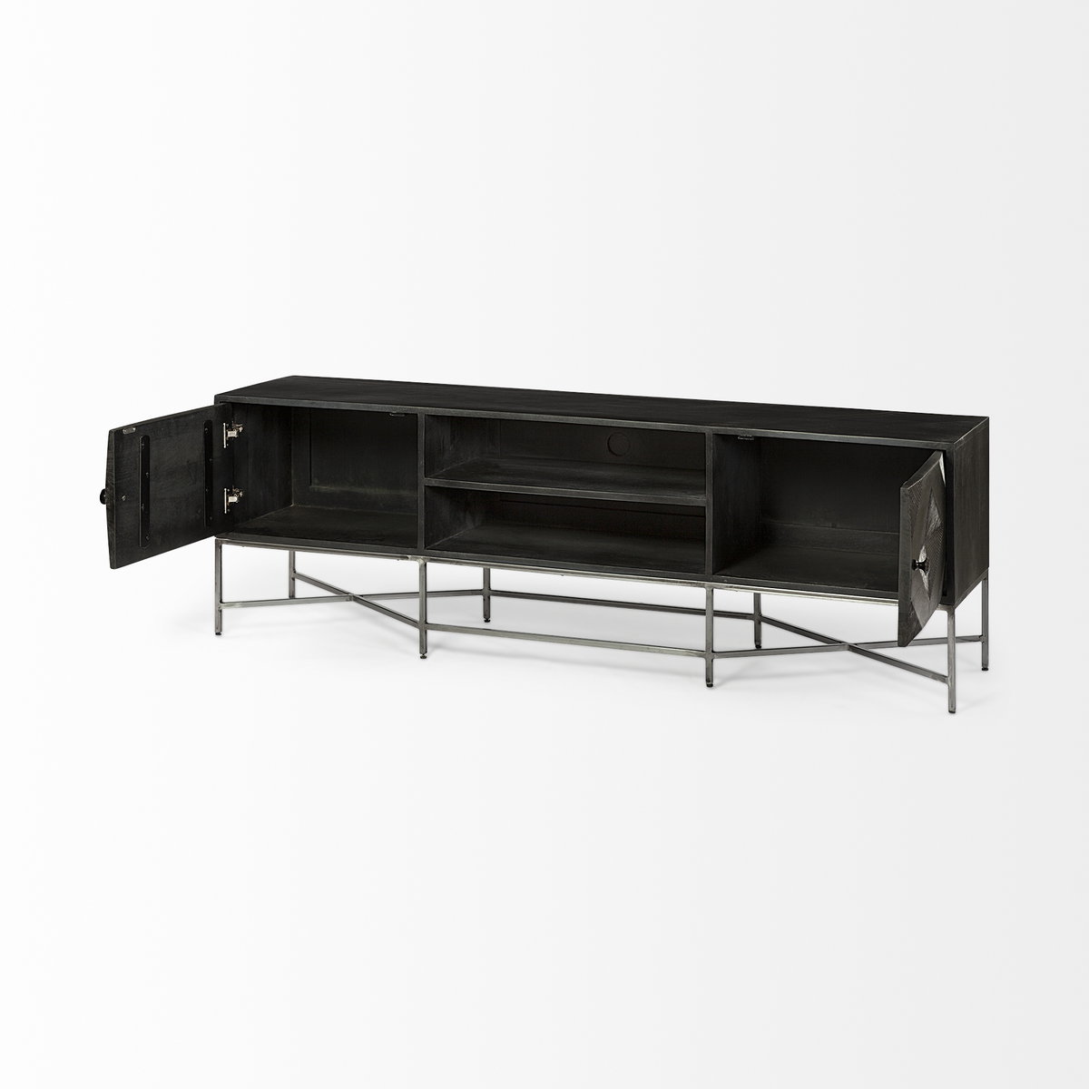 Hogarth I Dark Brown Solid Wood TV Stand Media Console with Storage, TV up to 81', by Mercana, 70.5" length x 16" width x 23.25" height View 8