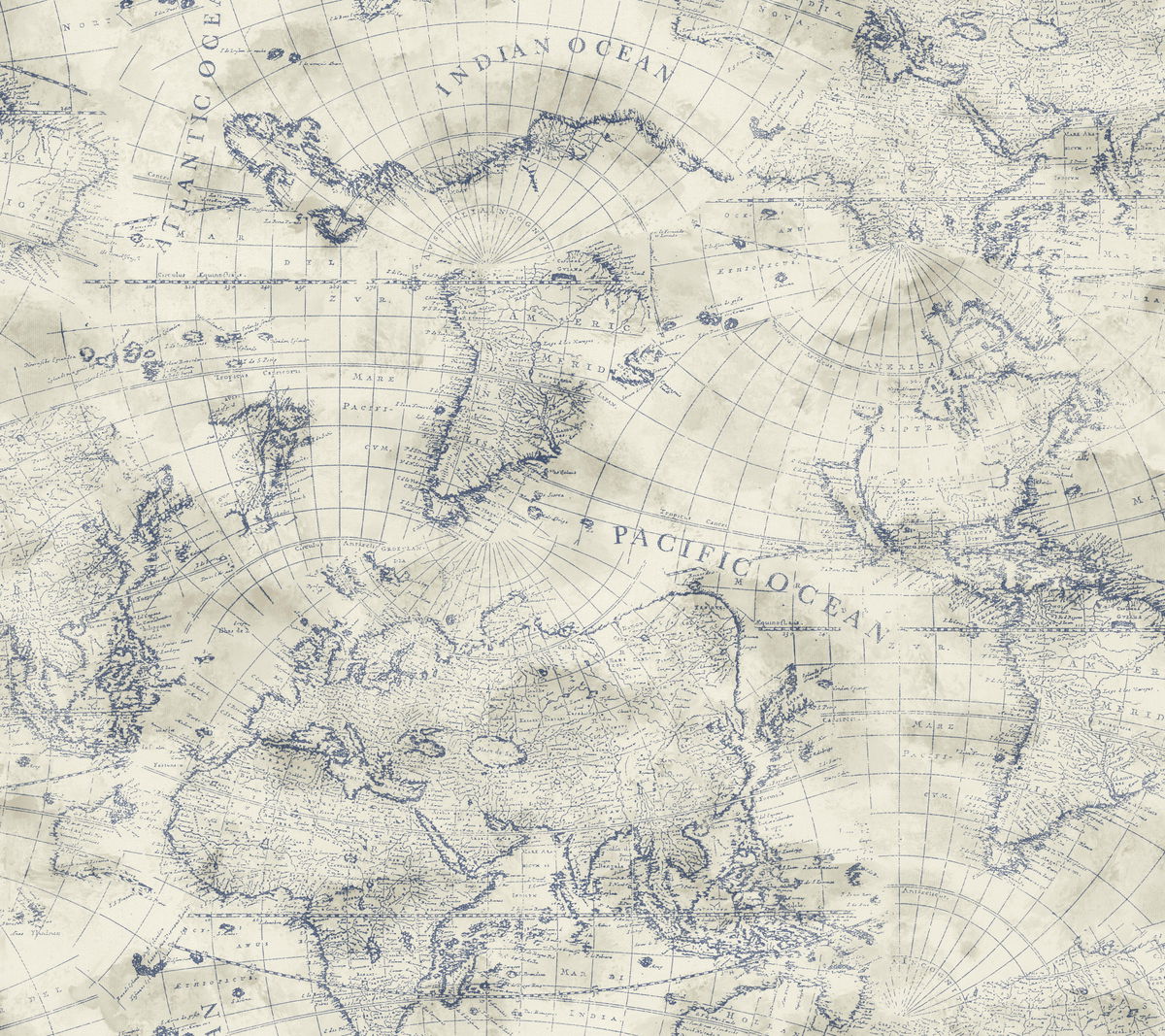 Coastal Map Blue & Beige Peel & Stick Wallpaper, by York Wall, 20' length x 2'3" width x 0.02" depth