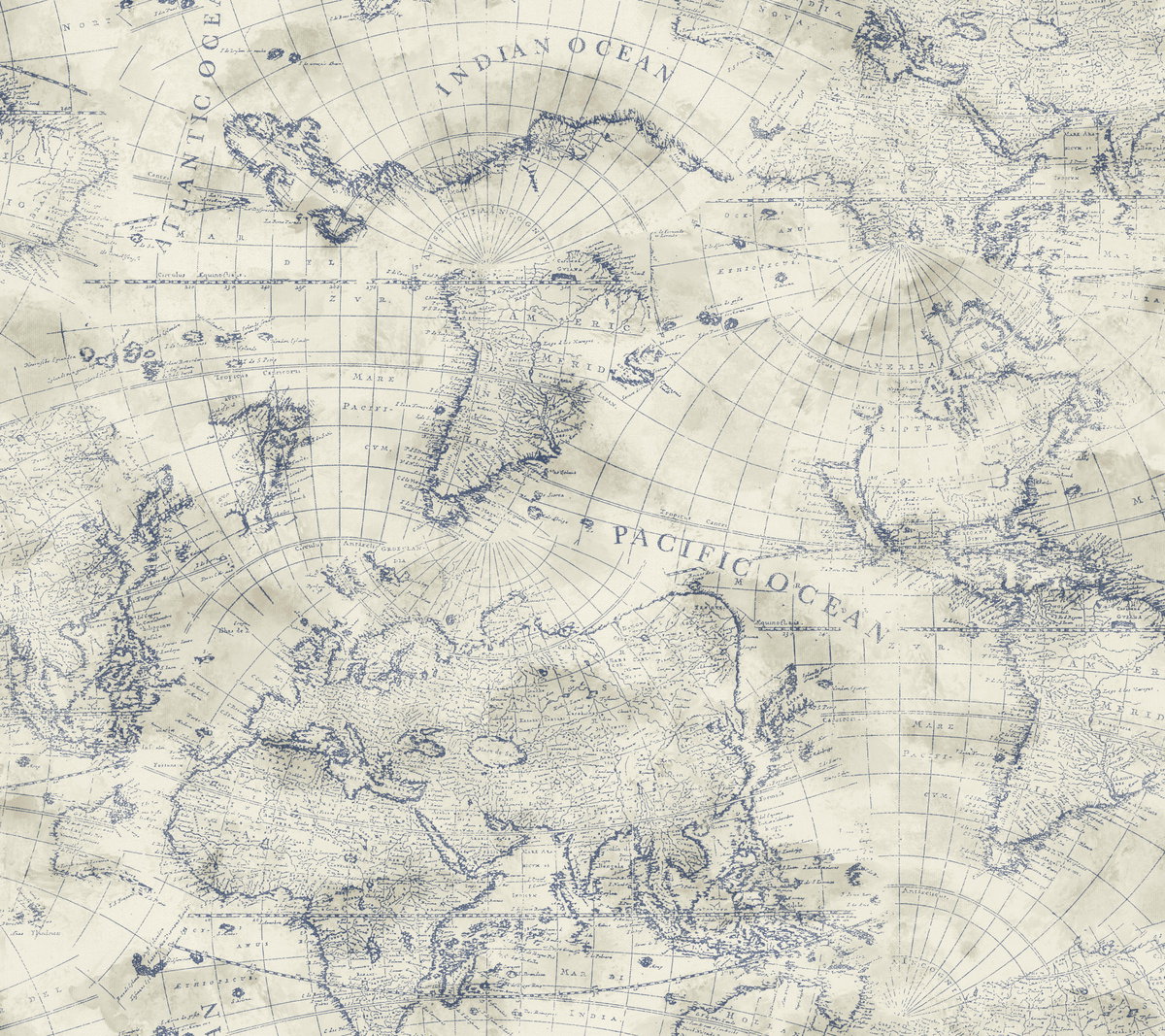 Coastal Map Blue & Beige Peel & Stick Wallpaper, by York Wall, 20' length x 2'3" width x 0.02" depth