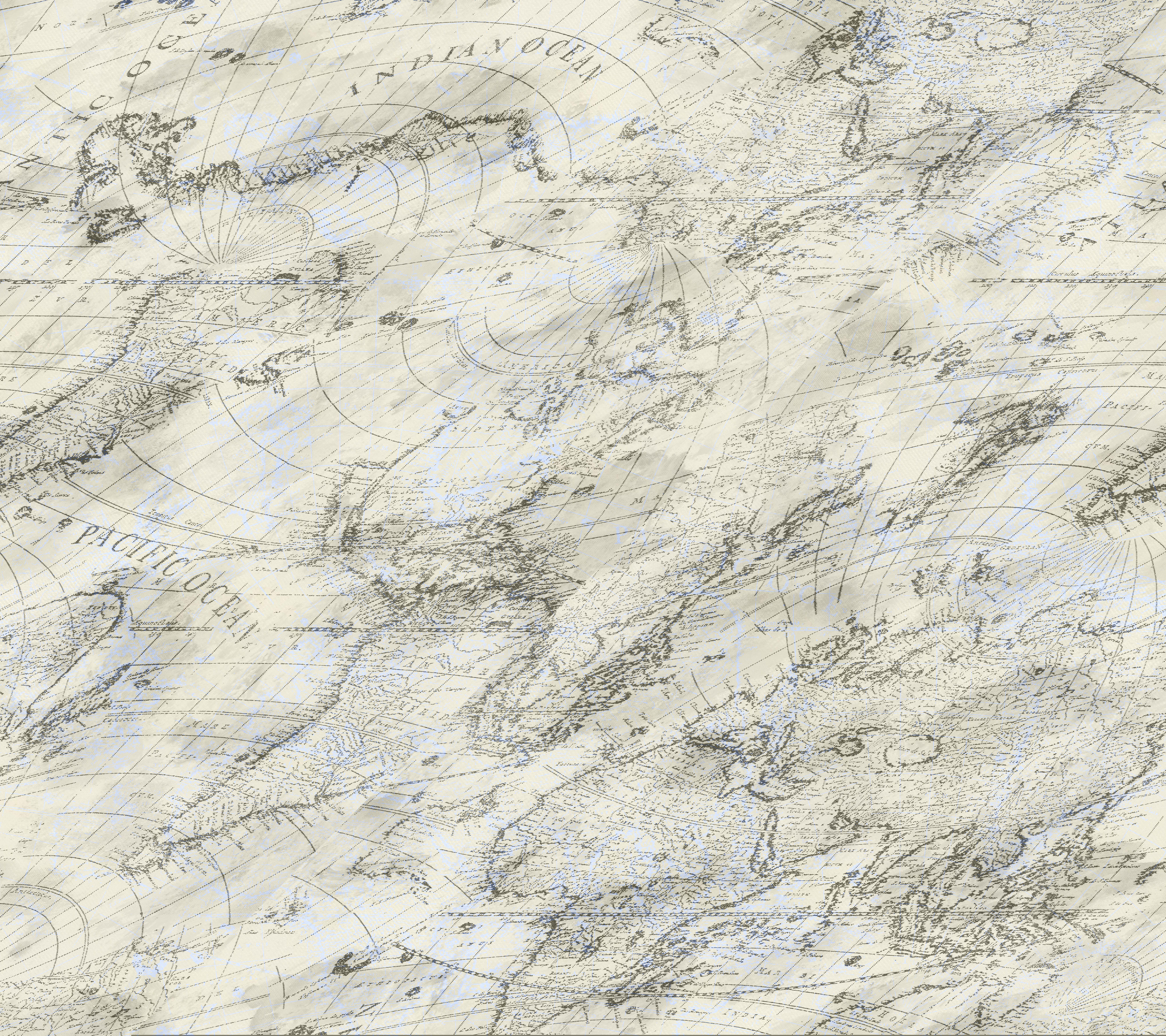 Coastal Map Blue & Beige Peel & Stick Wallpaper large image 
