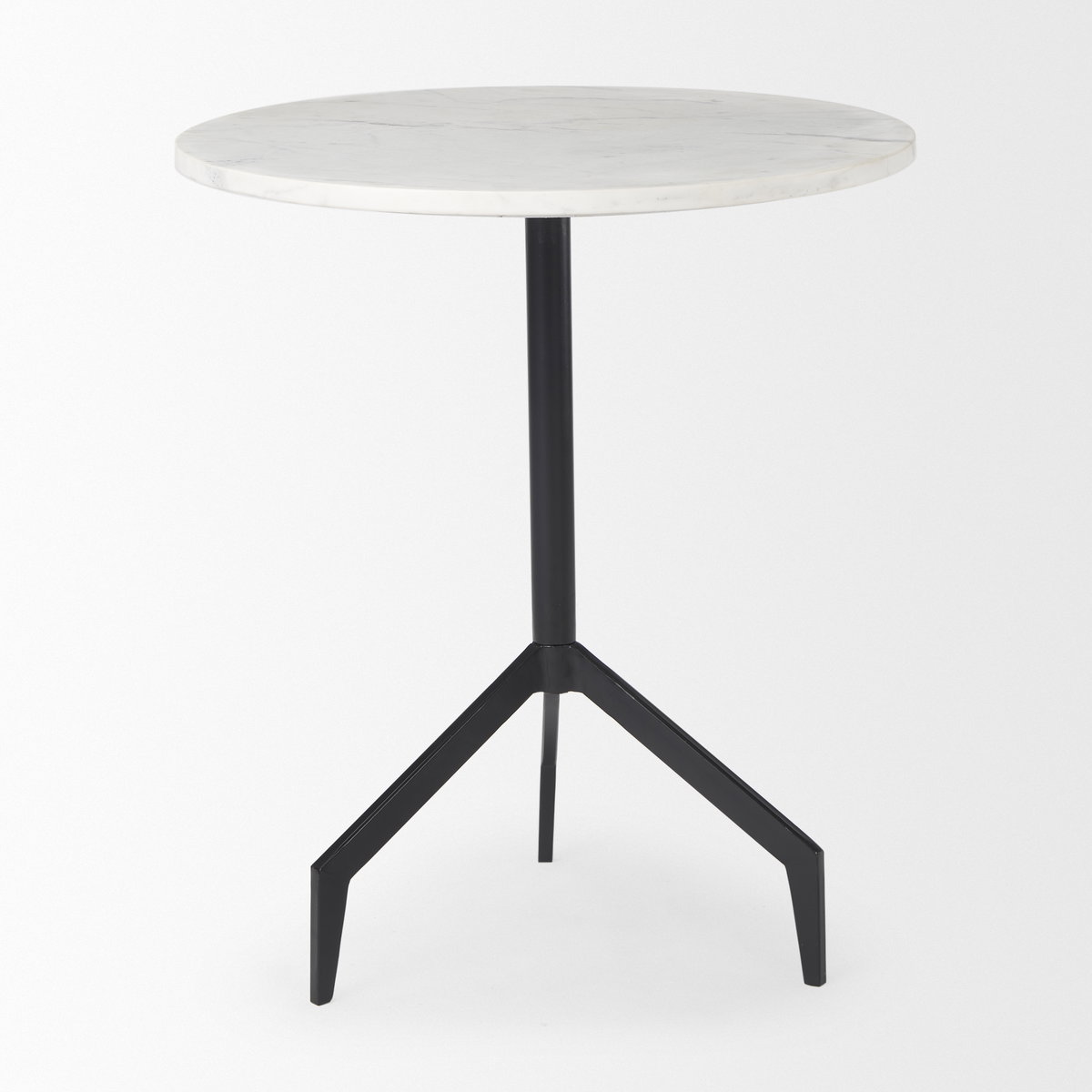Serre Marble Top 3 Prong Black Metal Base End Table, Side & End Table by Mercana, 20" length x 22.5" width x 20" height View 4