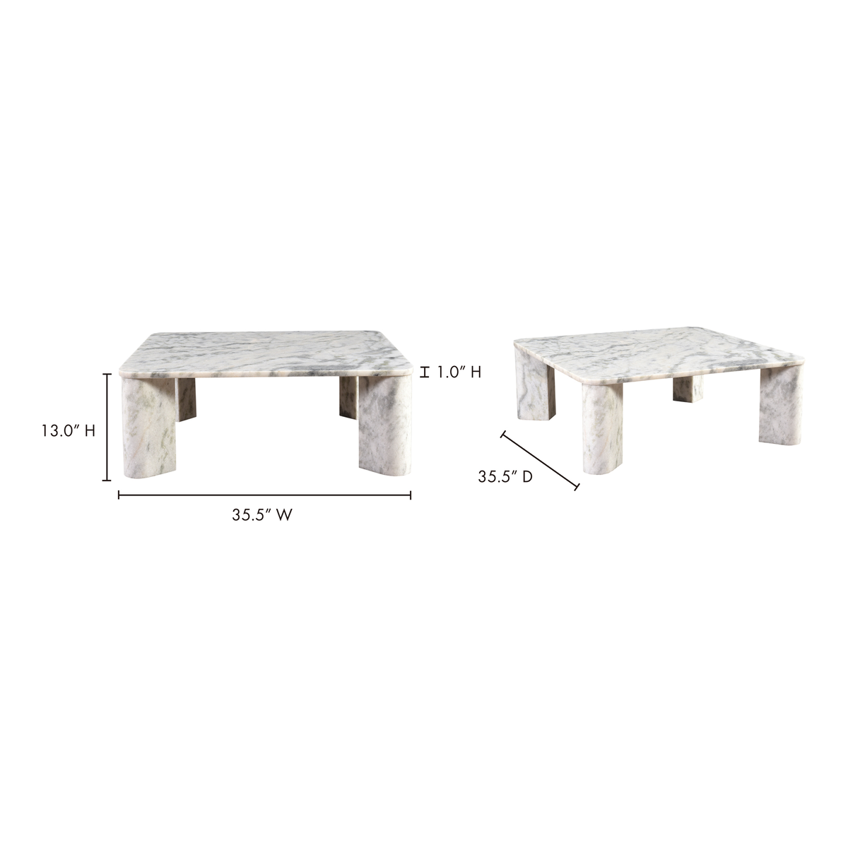 Segment Coffee Table Ashen Grey, by Moe's Home, 35.5" width x 13" height x 35.5" depth View 8