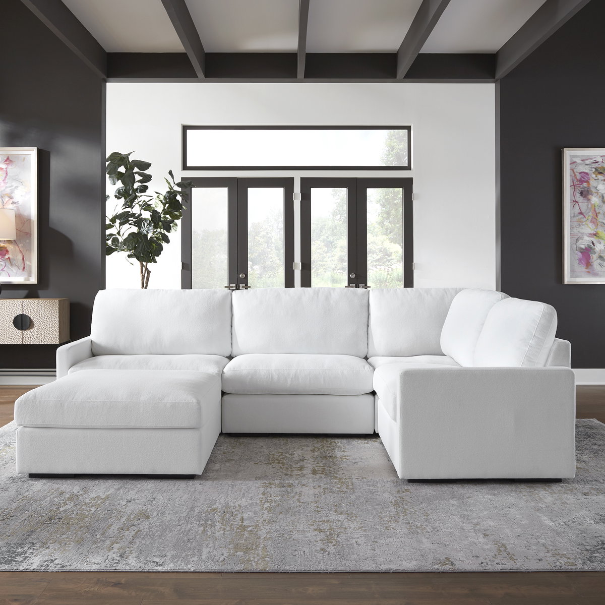 Refuge Arctic White Right Arm Facing Sofa, Furniture by Uttermost, 43.25" width x 30" height x 37.5" depth View 2