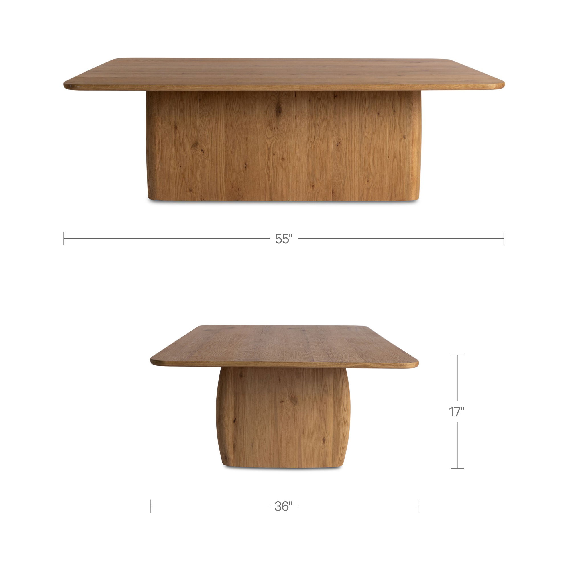 Winston Coffee Table Rustic Oak, by Moe's Home, 55" width x 17" height x 36" depth View 9