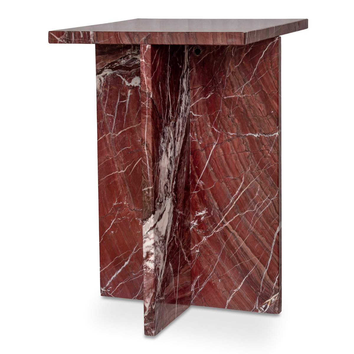 Blair Accent Table Rosso Levanto Marble, Side & End Table by Moe's Home, 14" width x 20" height x 14" depth View 2