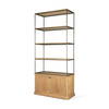 Baron Light Brown Wood with Gunmetal 2-Door Open Shelving Unit, Shelving & Bookcase by Mercana, 41.75" length x 19" width x 90" height thumbnail 1