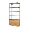 Baron Light Brown Wood with Gunmetal 2-Door Open Shelving Unit thumbnail 0