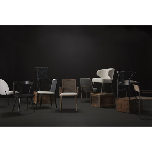 Clara Black Beech Wood with Cream Fabric Seat and Cane Back Armless Dining Chair