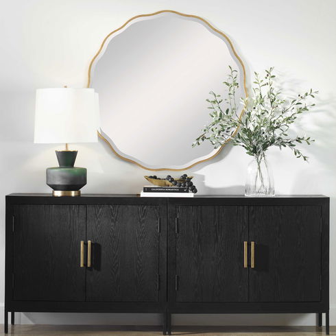 Aneta Gold Round Mirror