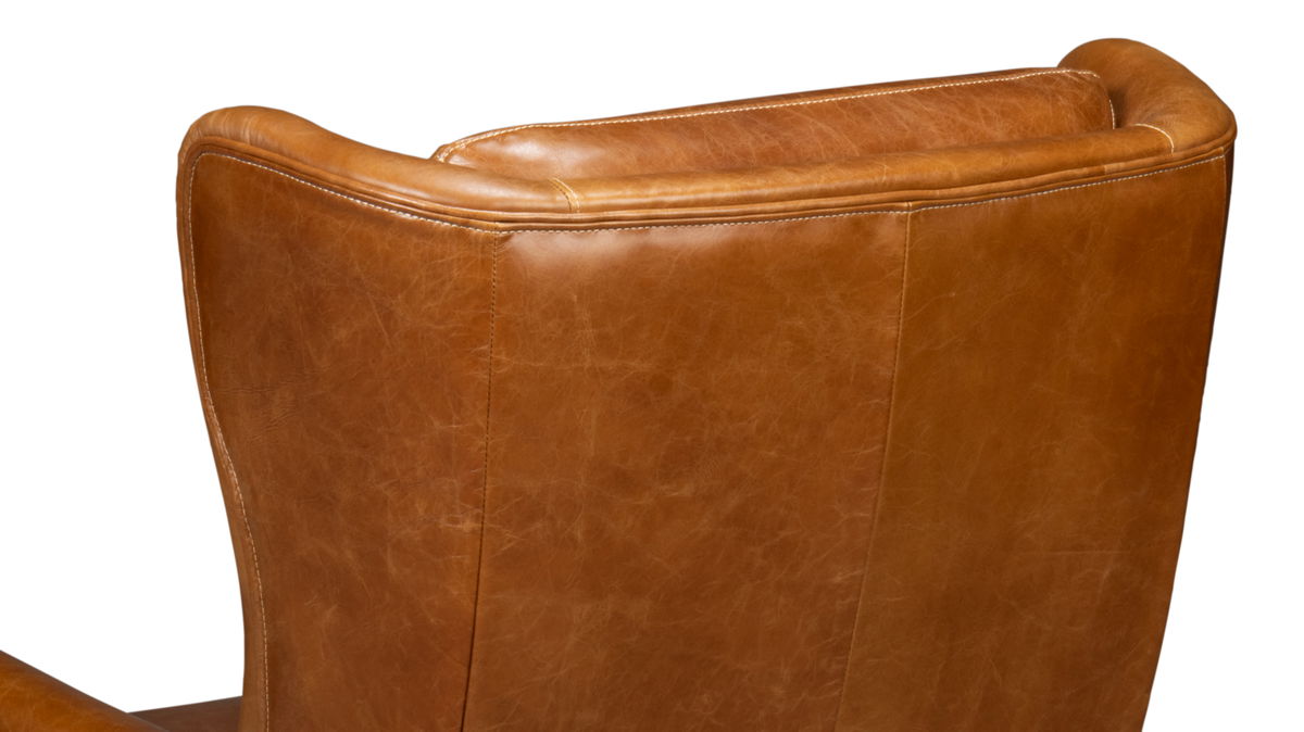 Elite Wing Lounge Chair  Cuba Brown, by Sarreid, 3' length x 2'4" width x 3'4" height View 3
