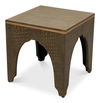 Croco Embossed Leather Stool, Ant. Green, Seating by Sarreid, 18" length x 18" width x 19.5" height thumbnail 1
