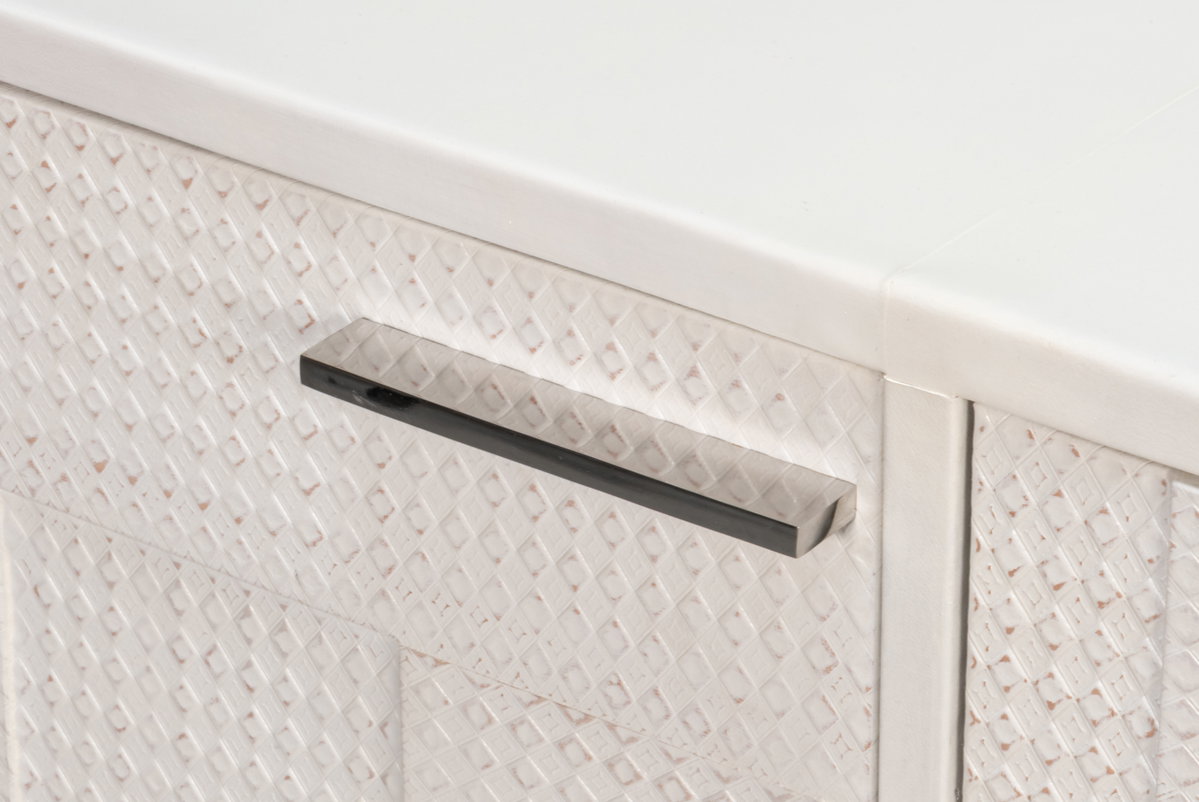 Bronzini Credenza  Embossed White, by Sarreid, 1'8" length x 7'10" width x 2'10" height View 10