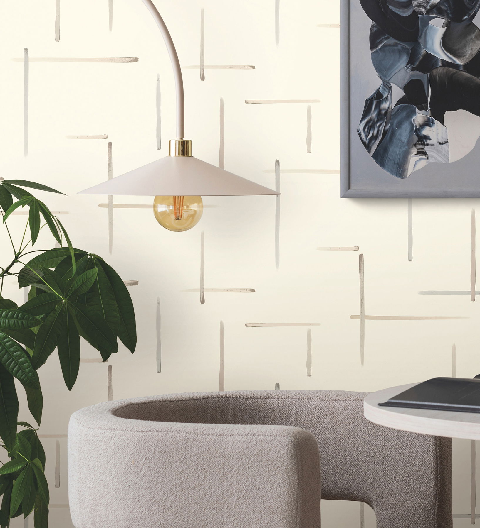 Gilded Sumi-E Neutral & Glint Wallpaper large image 