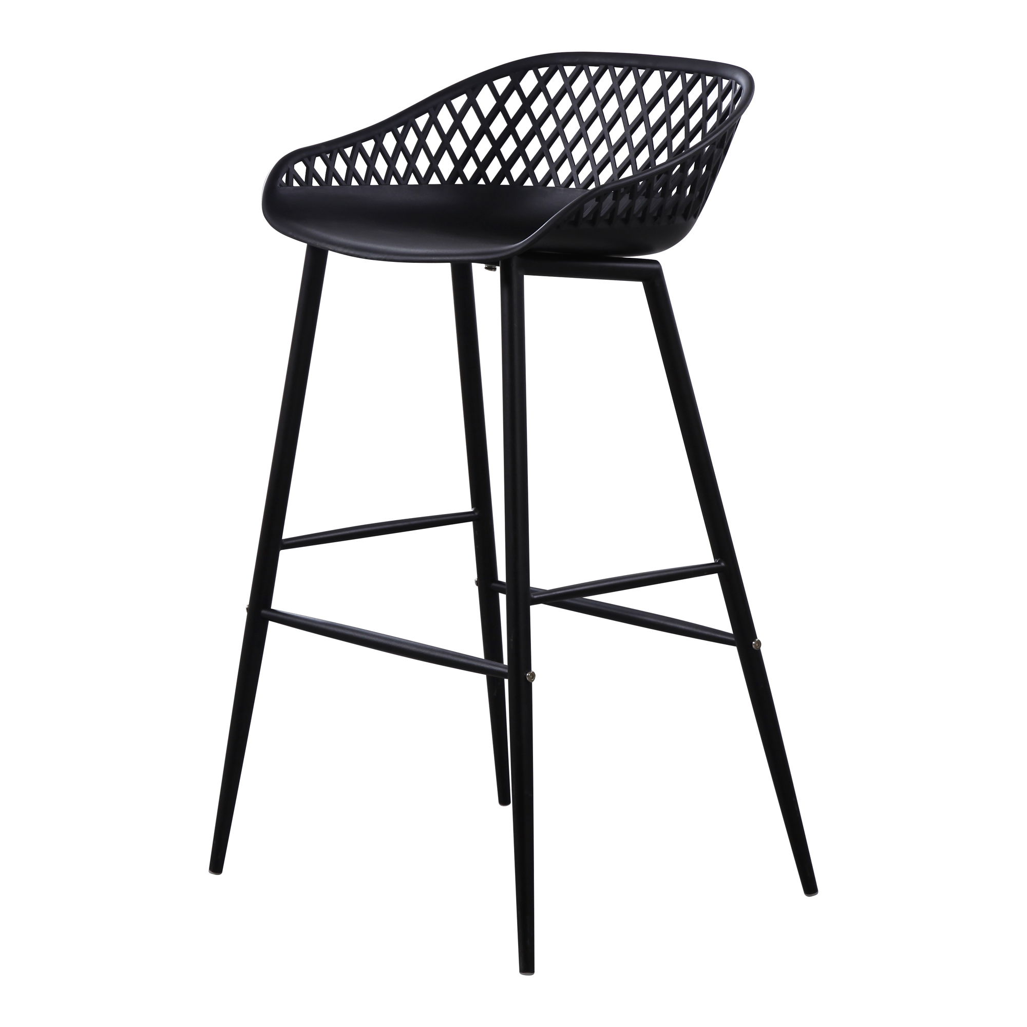 Piazza Outdoor Barstool Black - Set Of Two, Counter & Bar Stool by Moe's Home, 19.29" width x 37.2" height x 19.68" depth View 5