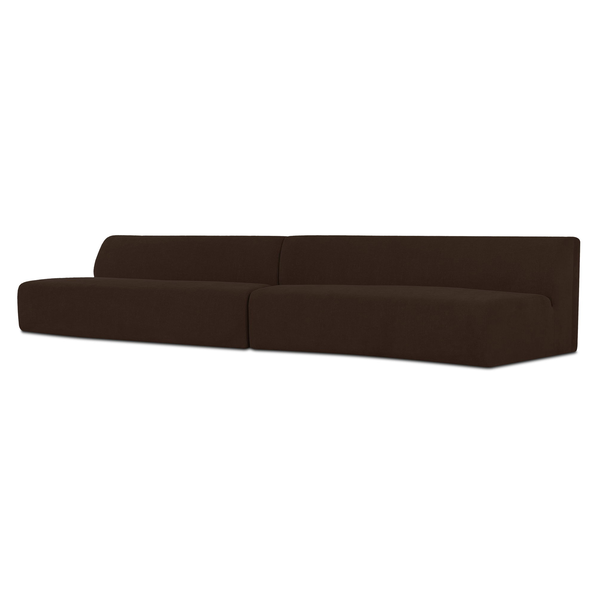 Naomi 2 Piece Wave Modular Sectional Dark Brown, Sectional Sofa by Moe's Home, 161.4" width x 28.3" height x 39" depth View 3
