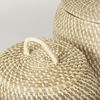 Kalopa Set of 2 Seagrass Floor Baskets with Flat Handled Lid, Bins & Basket by Mercana, 13" length x 13" width x 15.7" height thumbnail 7