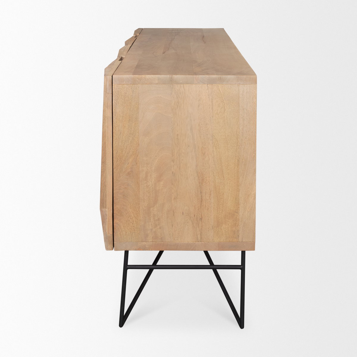 Darwin Light Brown Wooden 4 Door with 2 Shelves Sideboard, Sideboards & Buffet by Mercana, 80" length x 17.5" width x 30" height View 5
