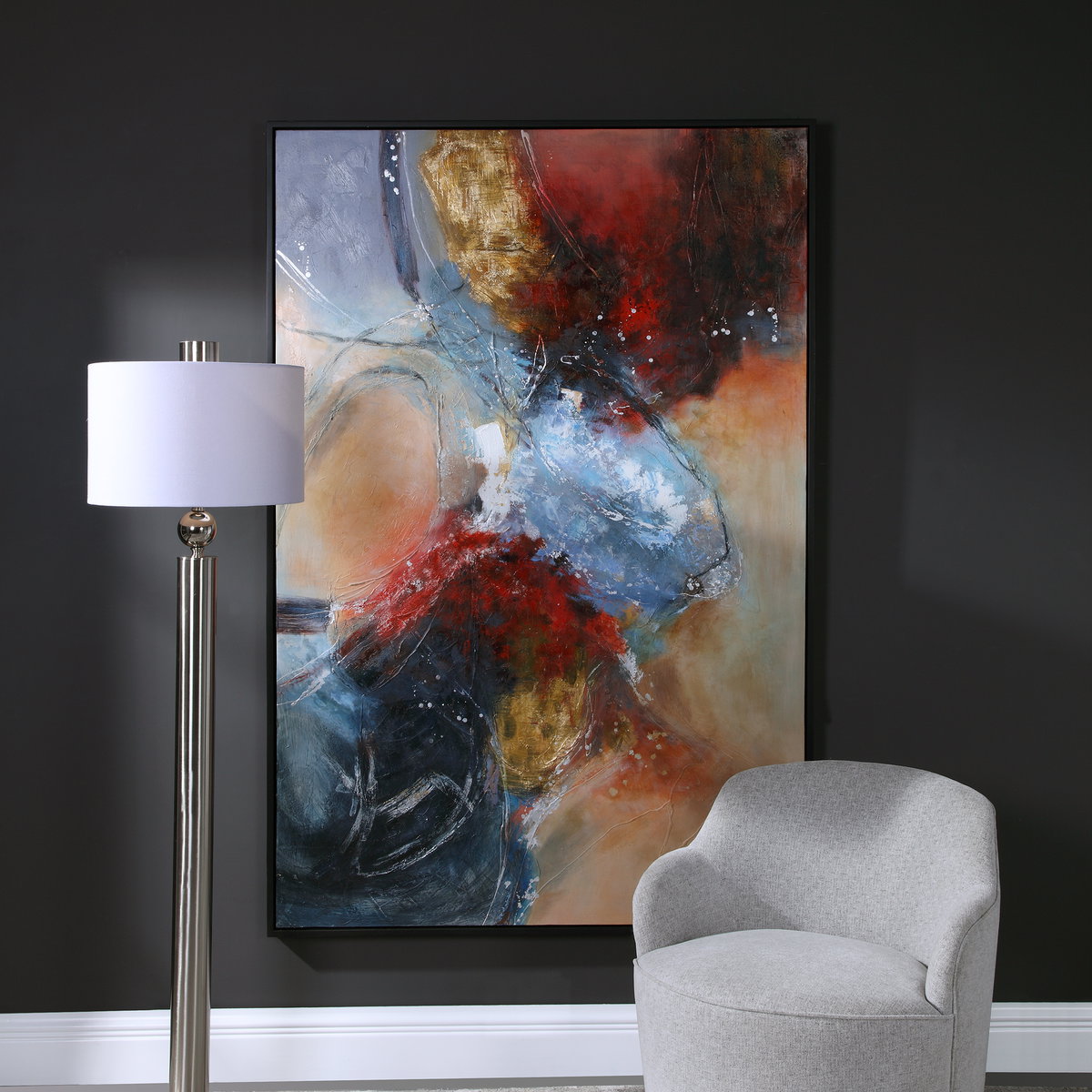 Summer Sunset Abstract Art, by Uttermost, 49.5" width x 73.5" height x 1.75" depth View 2