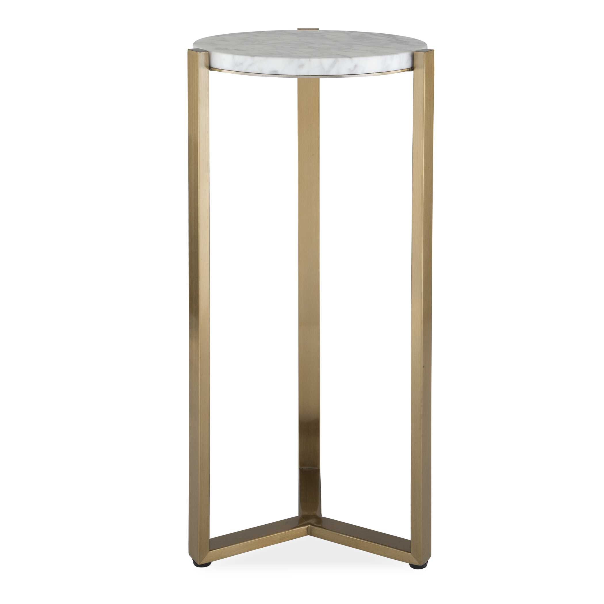 Pietra Carrara Marble Drink Table, Furniture by Uttermost, 10.62" width x 23" height x 10.12" depth View 1