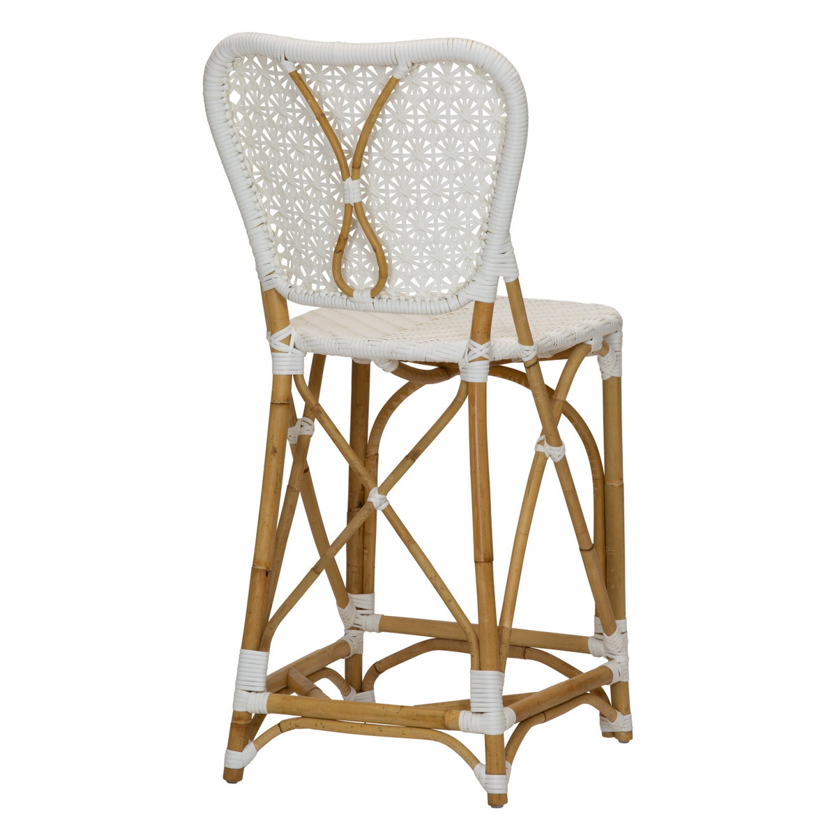 Clemente Counter Stool in Natural/White, Counter & Bar Stool by Woven, 17.75" width x 40" height x 19.5" depth View 3