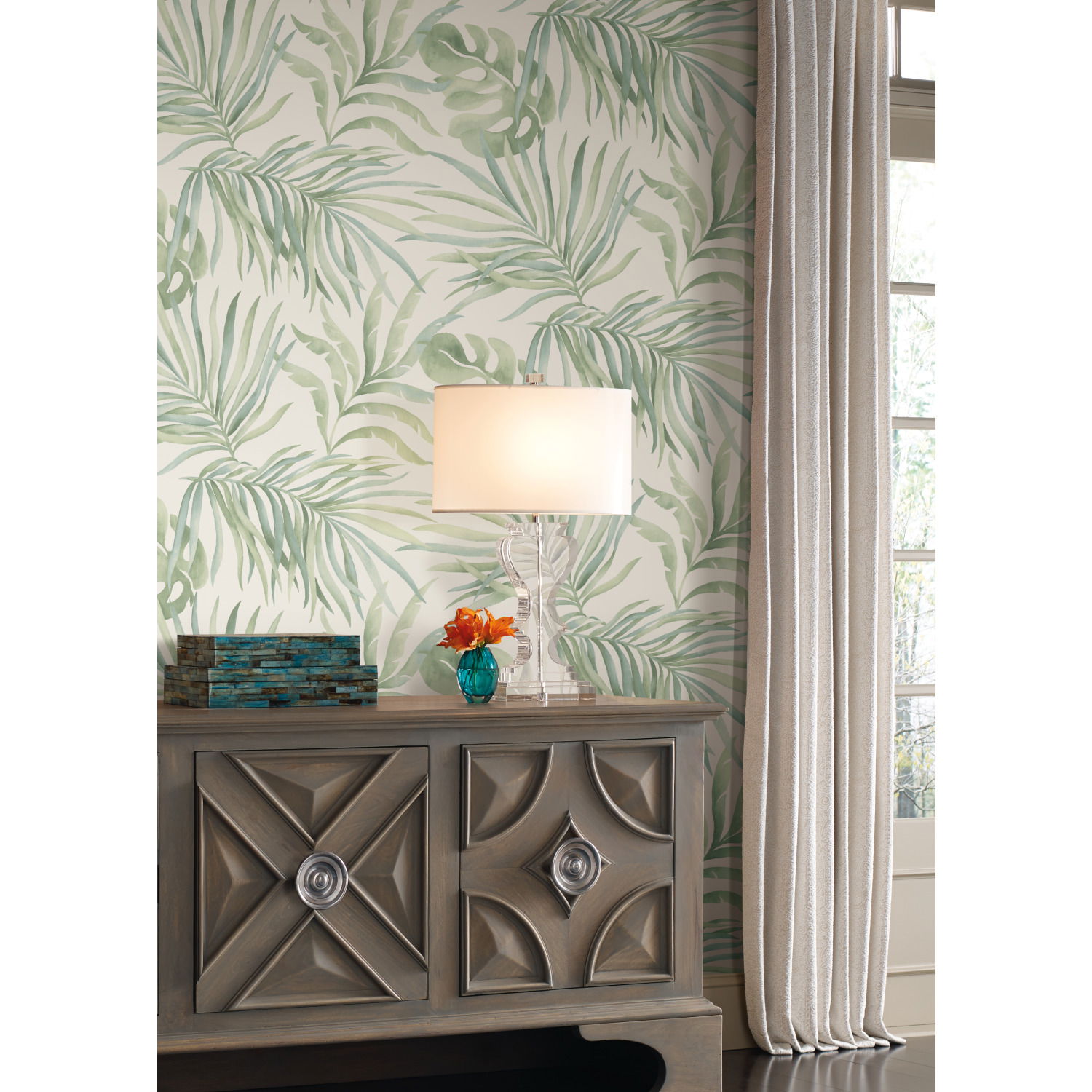 Paradise Palm Light Green Wallpaper Paradise Palm Light Green Wallpaper large image