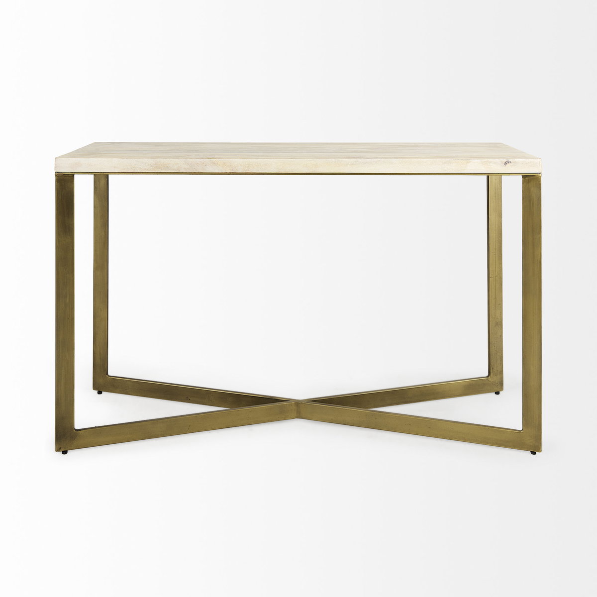 Faye 50L x 15W x 30H Beige Finished Wood with Gold Metal Base Console Table, by Mercana, 50" length x 15" width x 30" height View 5