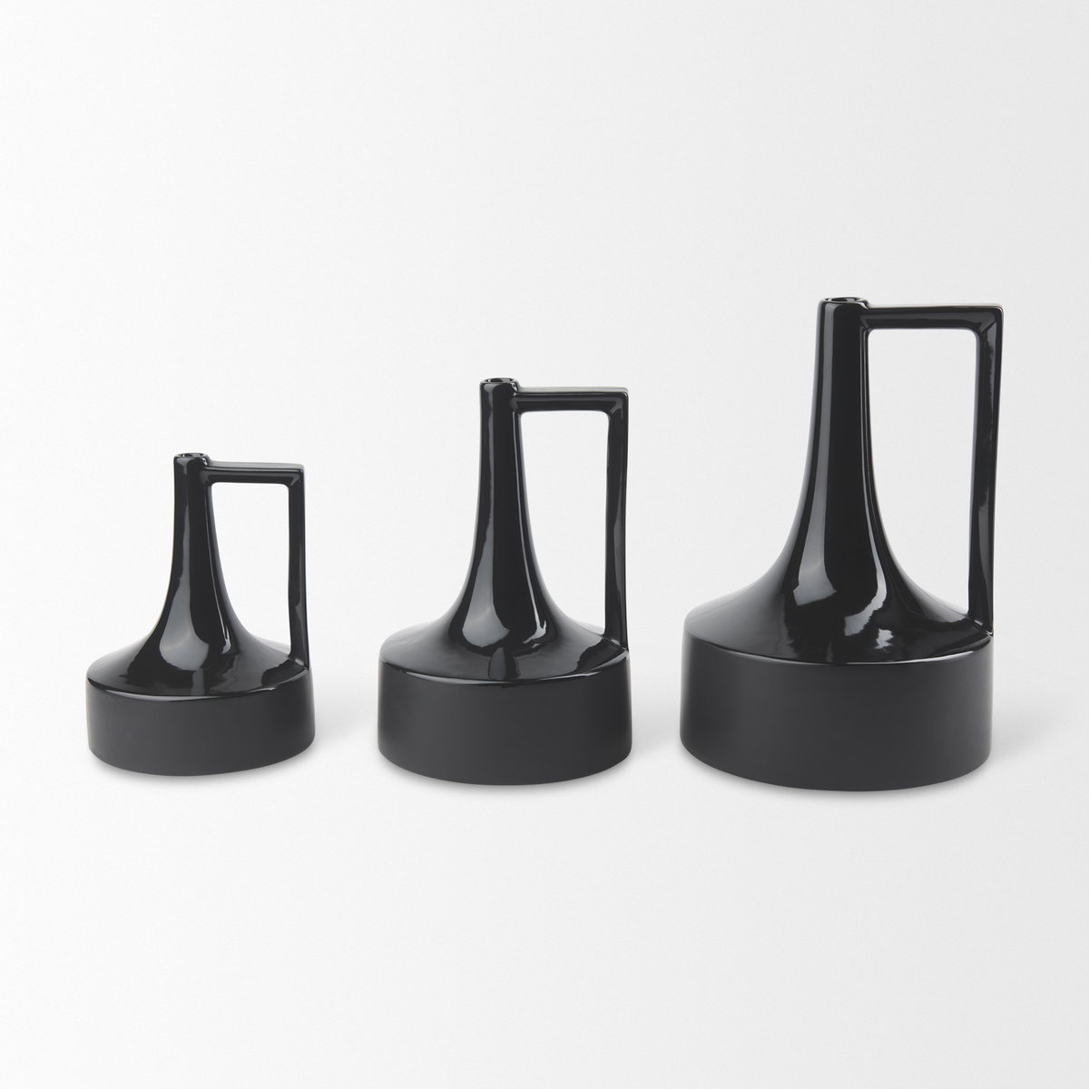 Burton 11.6H Medium Glossy and Matte Black Ceramic Jug Vase, by Mercana, 6.89" length x 6.89" width x 10.04" height View 6