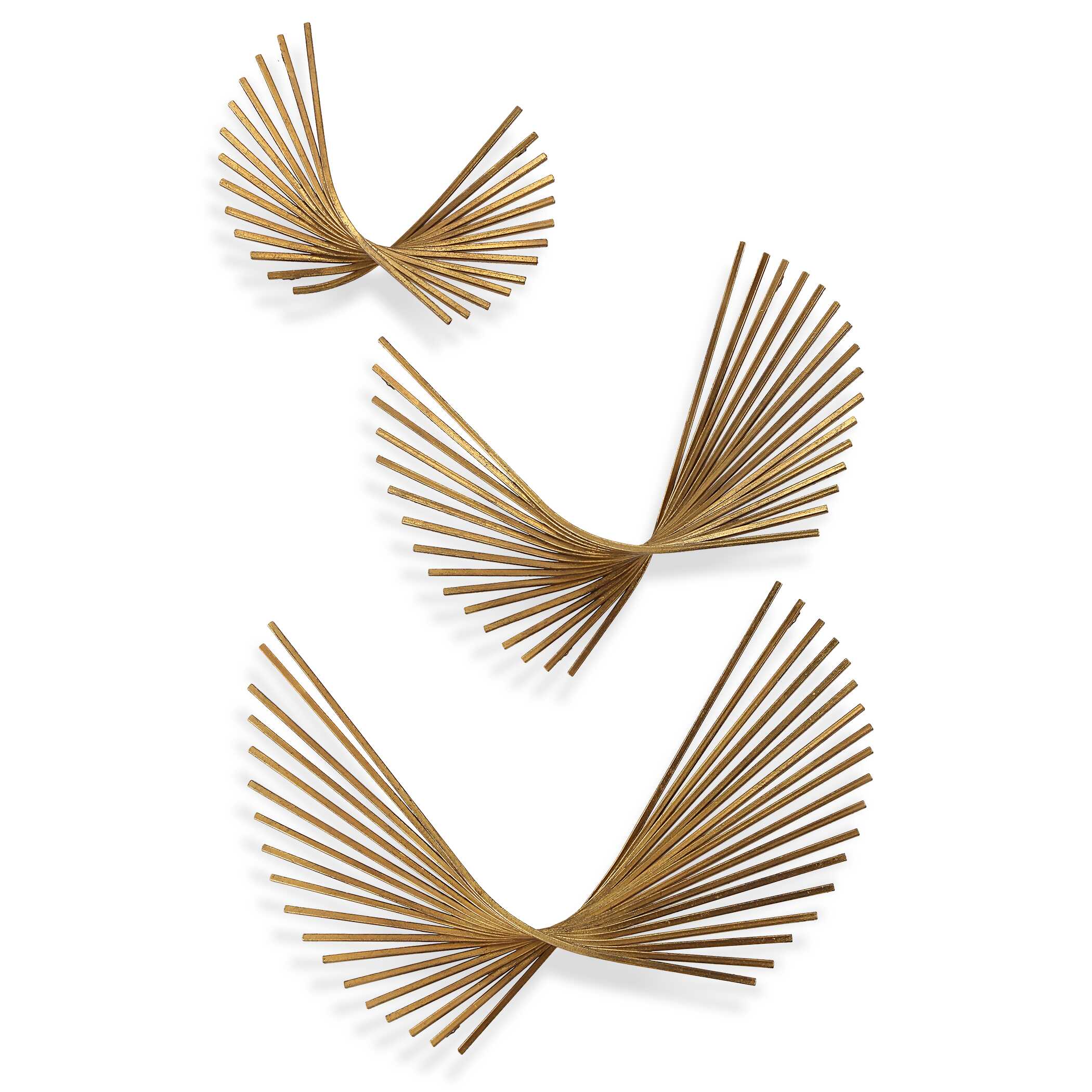Coreograph Antique Gold Wall Decor Set/3, Sculptural Wall Art by Uttermost, 24" width x 16.37" height x 6" depth View 1