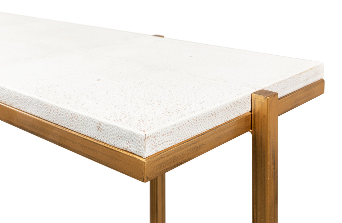 Shagreen Console Table  Osprey White, by Sarreid, 1'2" length x 5' width x 2'10" height View 6