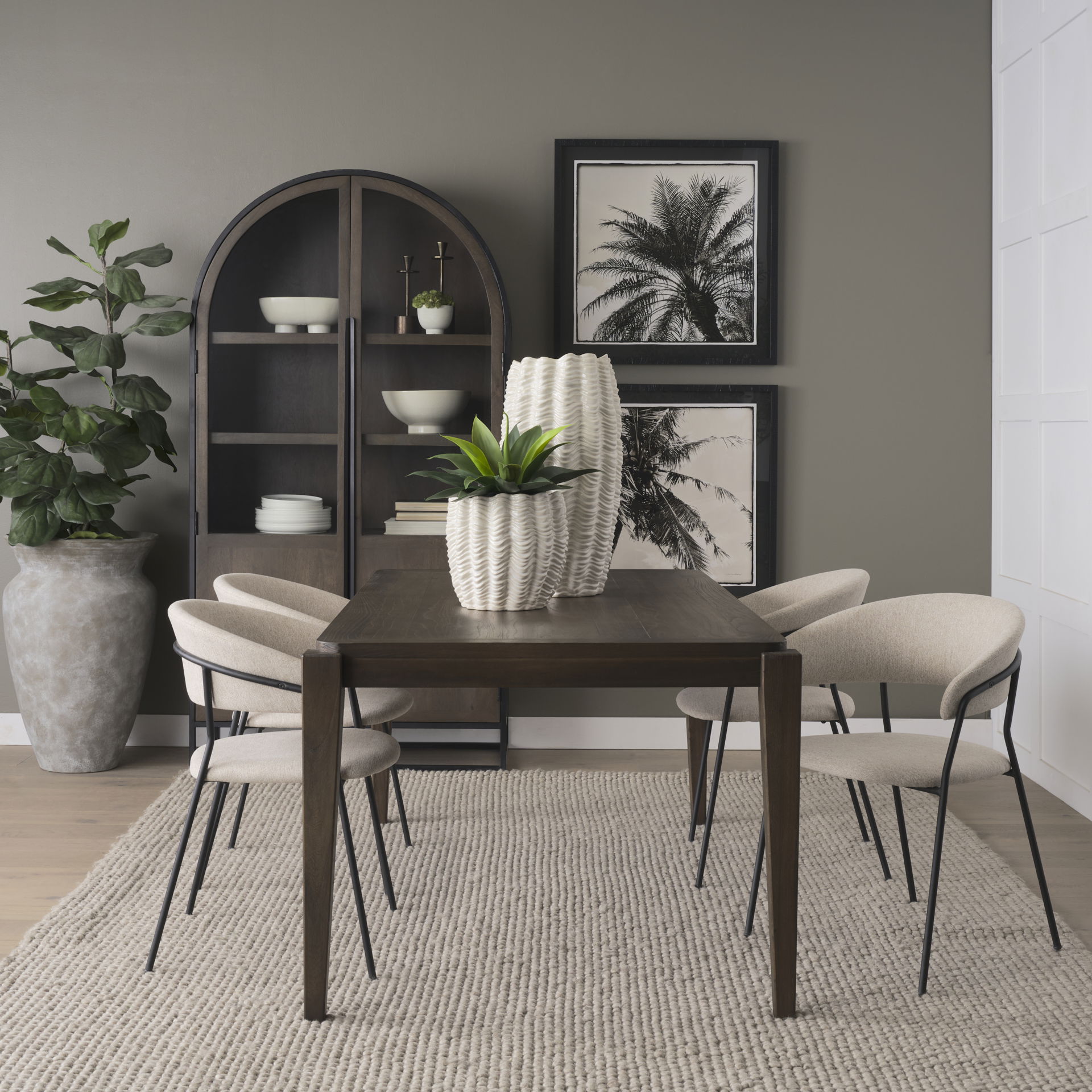 Velia Tall Seashell Sculptural Cream Glazed Ceramic Vase, by Mercana, 12.5" length x 12.5" width x 24" height View 2