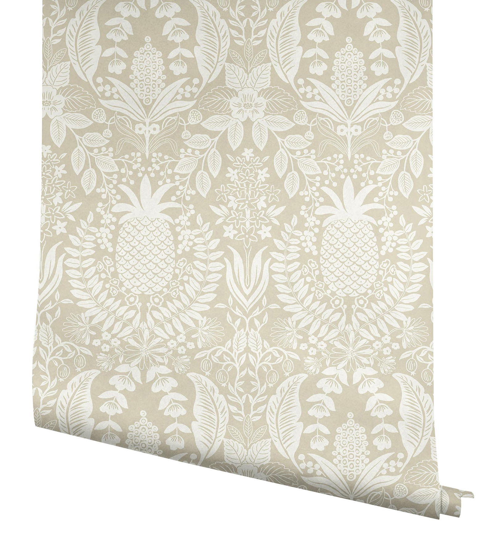 Pineapple Damask Linen Wallpaper large image 