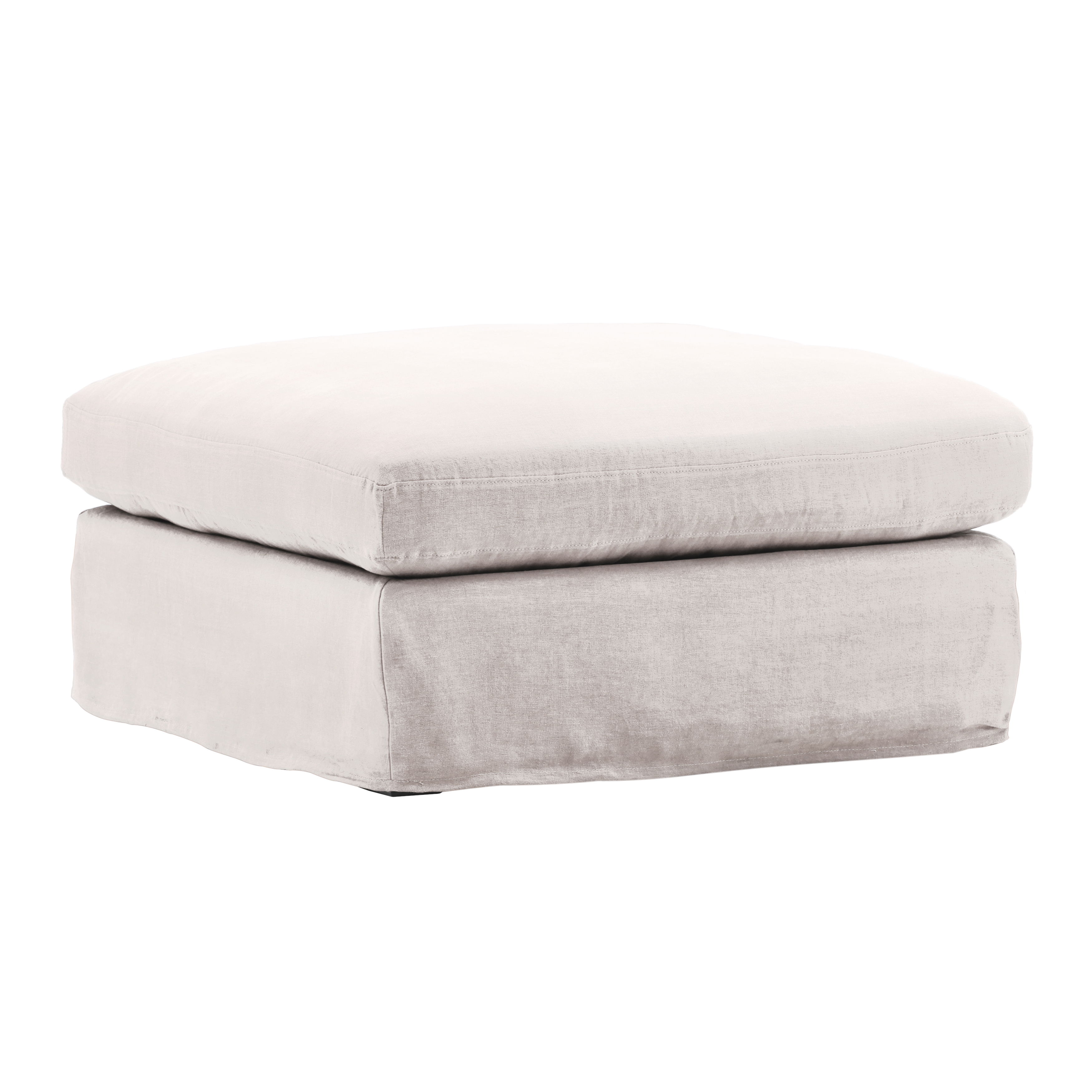 Dixie Ottoman Slipcover Natural, Sofas & Sectional by Dovetail, 35.43" width x 18.9" height x 35.43" depth
