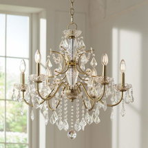 Online Designer Combined Living/Dining Vienna Full Spectrum DeMallo 26" Gold 6-Light Crystal Chandelier
