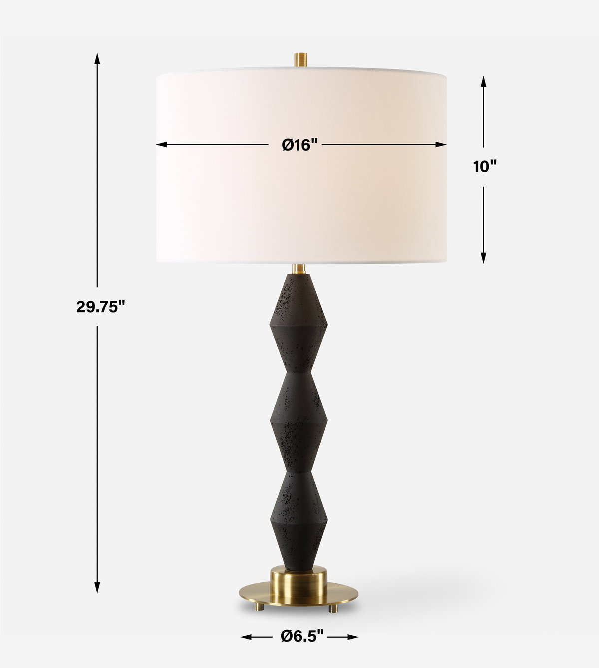 Threefold Black Stone Table Lamp, by Uttermost, 16" width x 29.75" height x 16" depth View 3