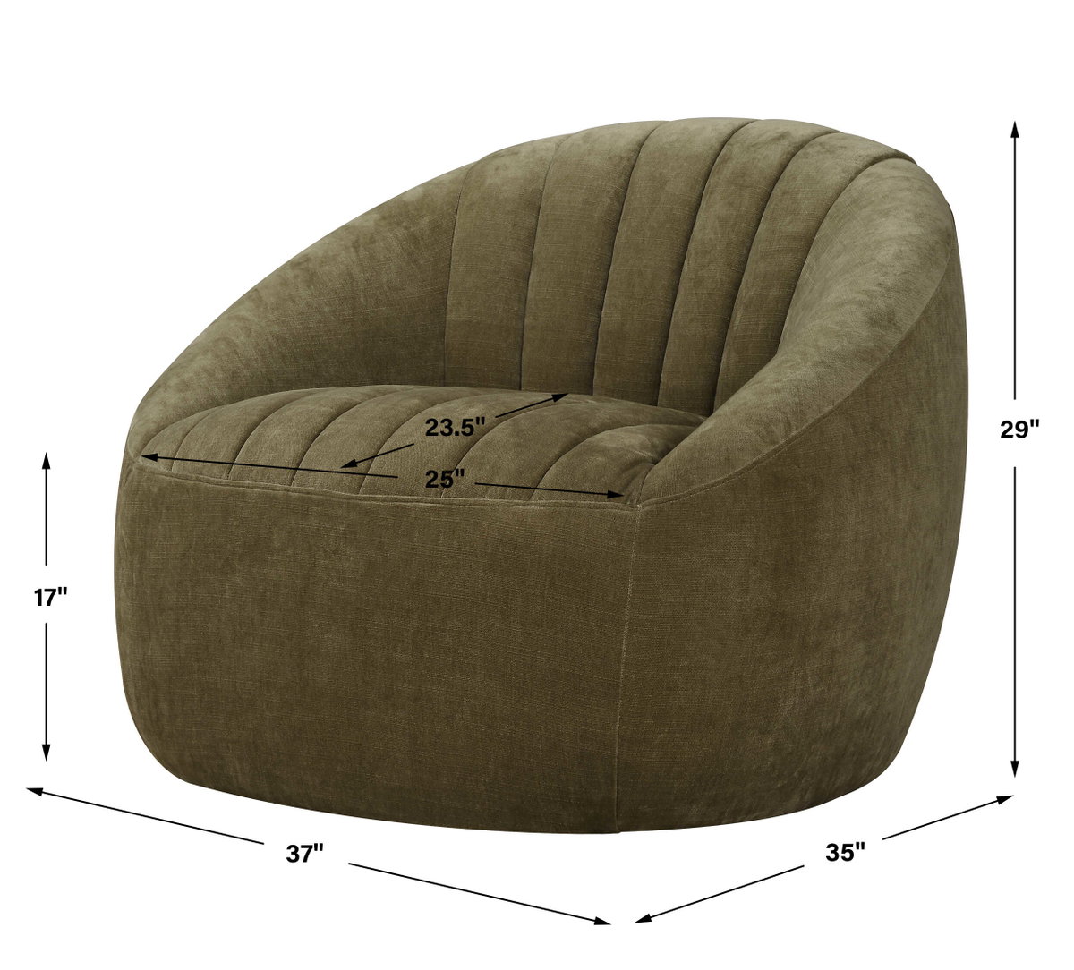Narrows Moss Green Swivel Chair, Accent Chair by Uttermost, 37" width x 29" height x 35" depth View 3