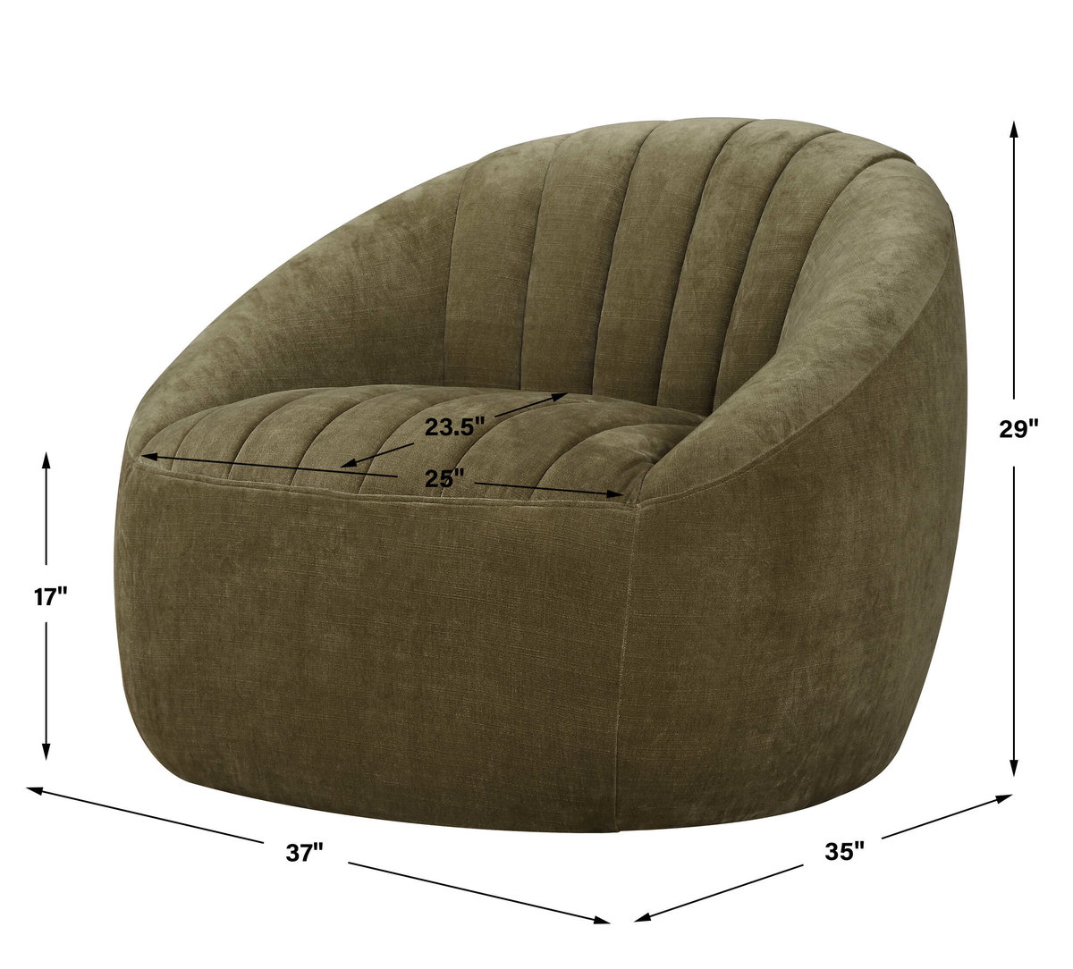 Narrows Moss Green Swivel Chair, Furniture by Uttermost, 37" width x 29" height x 35" depth View 3