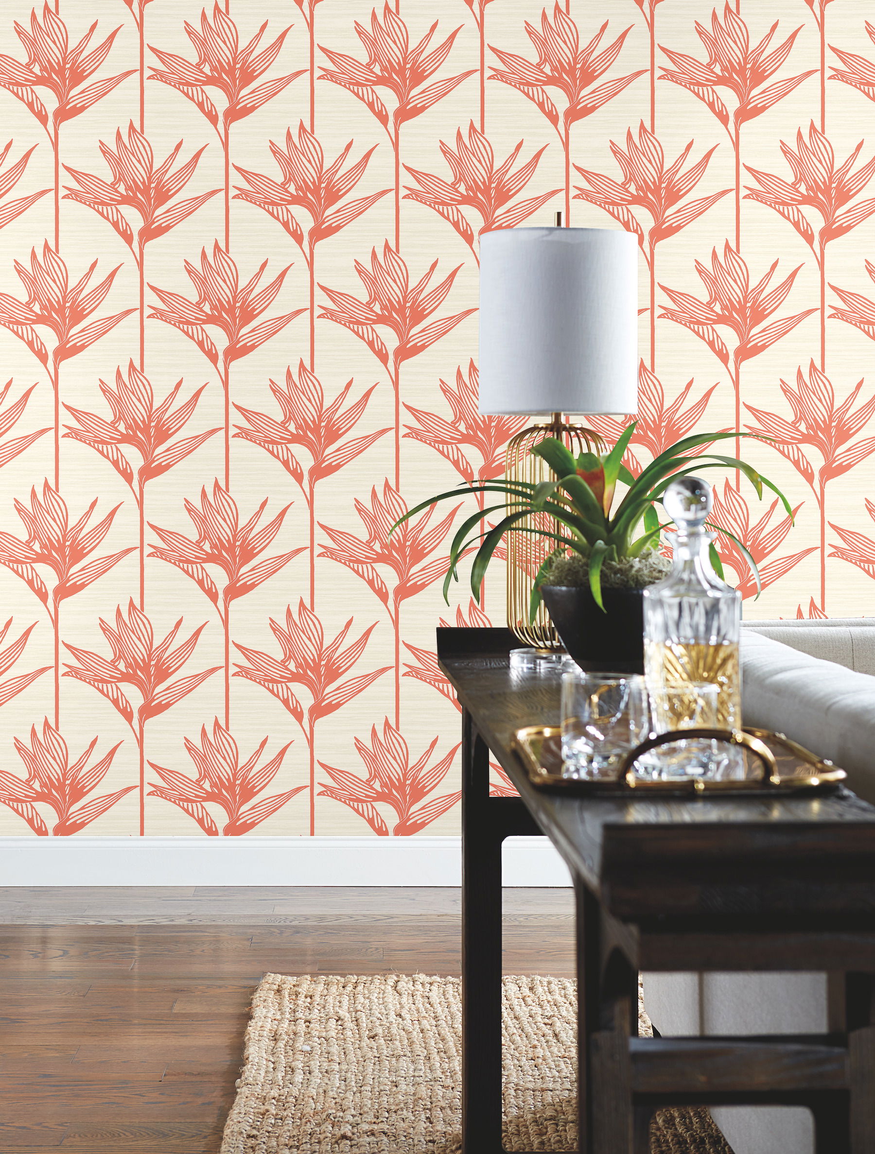 Bird of Paradise Coral Wallpaper, by York Wall, 27' length x 2'3" width x 0.02" depth View 3