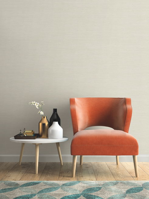 Shining Sisal Grasscloth Grey Metallic Wallpaper