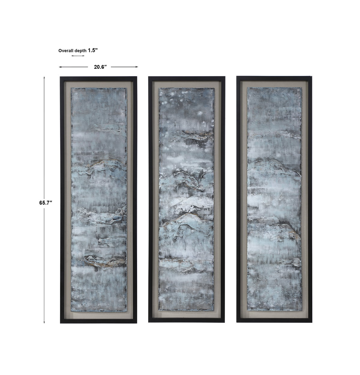 Ocean Swell Painted Metal Art Set/3 3 Cartons, by Uttermost, 20.6" width x 65.7" height x 1.5" depth View 3