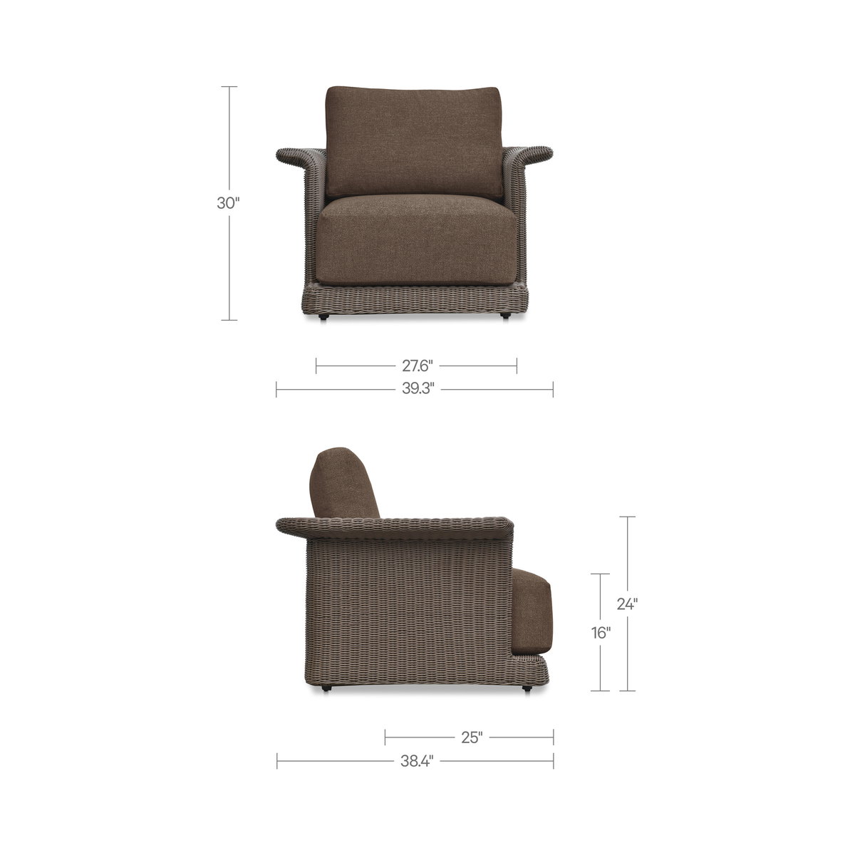 Meredith Outdoor Accent Chair Brown, Outdoor Chair by Moe's Home, 3'3.37" width x 2'6" height x 3'2.43" depth View 9