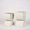 Medina Off White with Gold Antiquing Tall Metal Planters (Set of 2), by Mercana, 9.45" length x 7.09" width x 12.4" height thumbnail 5