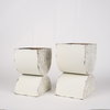Medina Off White with Gold Antiquing Tall Metal Planters (Set of 2), by Mercana, 9.45" length x 7.09" width x 12.4" height thumbnail 5