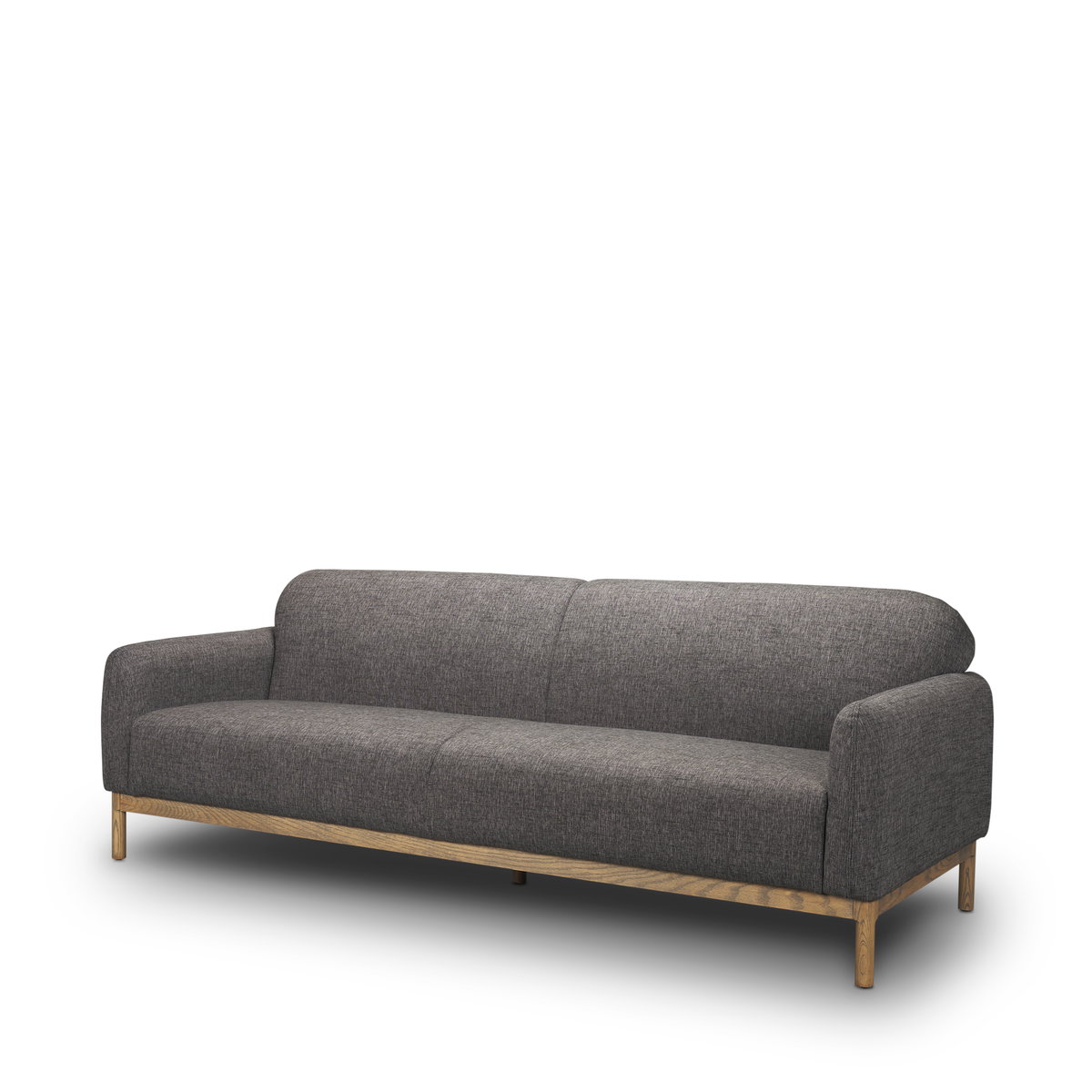 Hale Sofa with Medium Brown Wood and Gray Fabric, Sofas & Sectional by Mercana, 90" length x 33.75" width x 31.5" height View 1