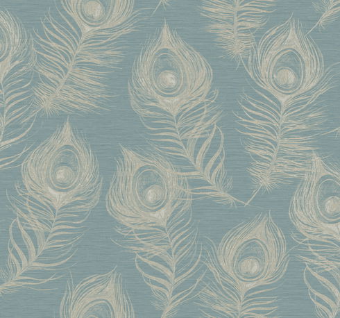 Regal Peacock Dark Teal Wallpaper