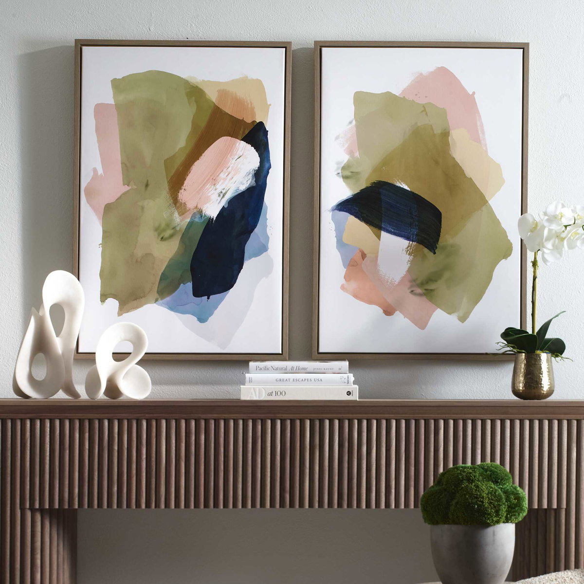 Abstract Afternoon Framed Canvases Set/2, Art by Uttermost, 25.5" width x 37.5" height x 2" depth View 2